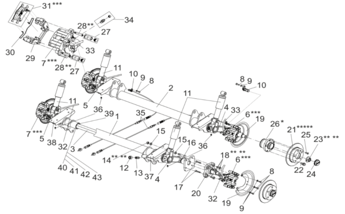 Explosionszeichnung 13’’ ABSENK Achse